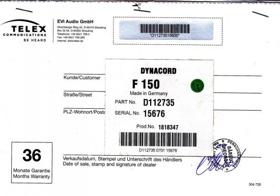 Vand boxe Dynacord F 150