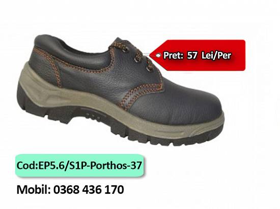 Pantofi protectie piele cu bombeu metalic