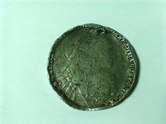 moneda din argint a Imperiului Rus din 1731 Impărăteasa Ana Ioanovna