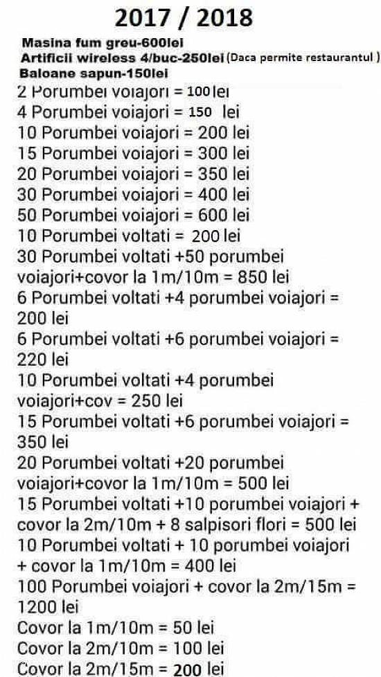 Porumbei albi Evenimente
