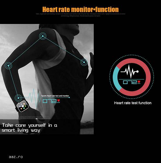 Smartwatch Digital A9 Pro,    Monitorizare ritm cardiac,   Fitnes.