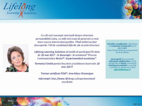 Seminar PCM® - Experimentand excelenta