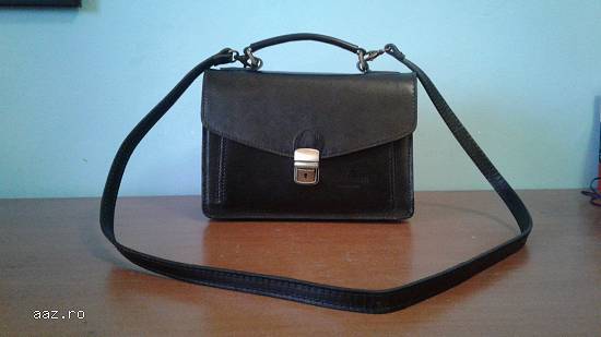 Geanta noua (unisex),   piele naturala,   neagra (calitate super).