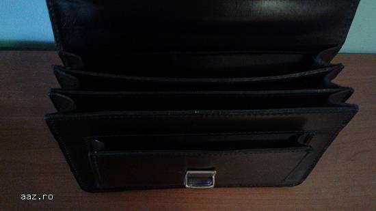 Geanta noua (unisex),   piele naturala,   neagra (calitate super).