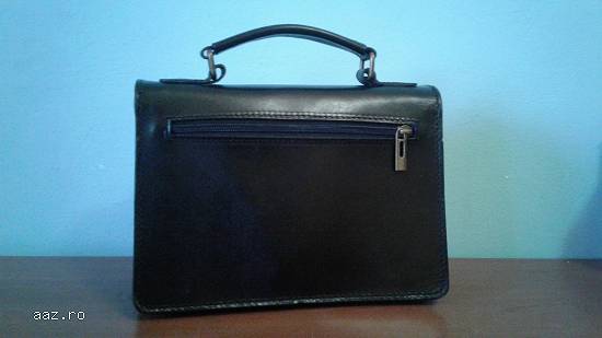 Geanta noua (unisex),   piele naturala,   neagra (calitate super).