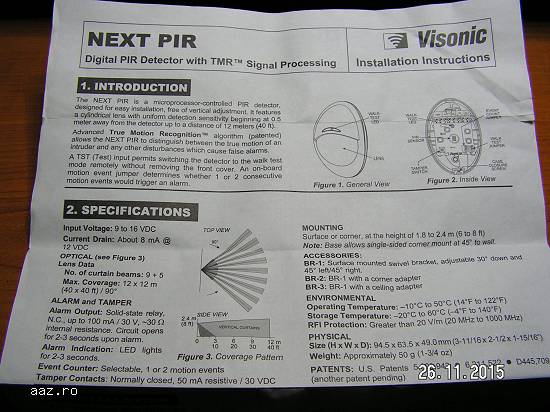 Senzor Digital PIR Visonic NEXTPiR