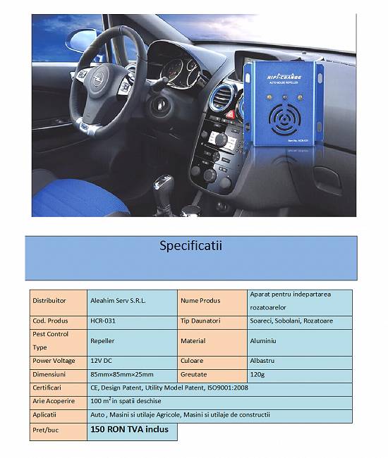 Aparat ANTI-SOARECI pentru Autovehicule