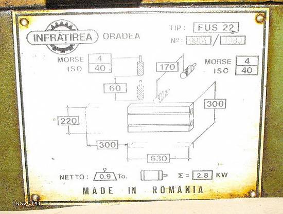 Freza pentru atelier mecanic marca Fus Oradea