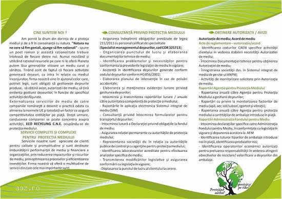 SERVICII DE CONSULTANTA PRIVIND AMBALAJELE INTRODUSE PE PIATA NATIONALA