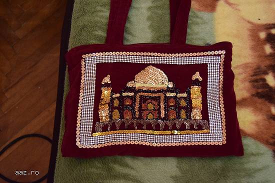 Geanta Taj Mahal cu broderie manuala
