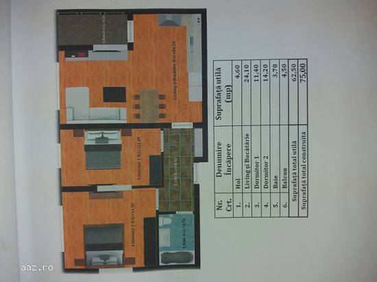Vand apartamente 2 camere 45400 euro