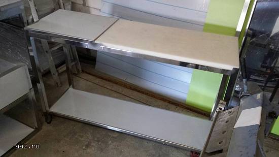 Masa de lucru inox/polietilena Dim.160x50x100cm Suprafata polietilena: 100cm Suprafta inox: 60cm