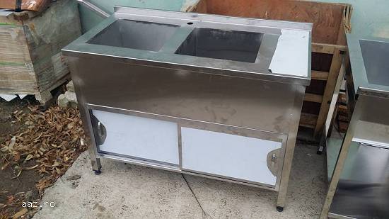 Spalator inox cu dulap -usi culisante Dim.120x60x85cm Dim.cuva 40x40x30cm