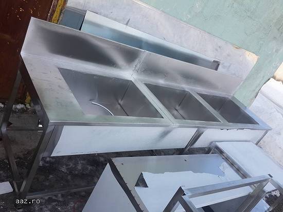 Spalator 3 cuve inox Dim.310x80x85cm Dim.cuva:75×60×30cm