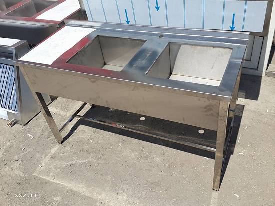 Spalator dublu inox Dim.140x60x85cm Dim.cuva: 40×40×30cm