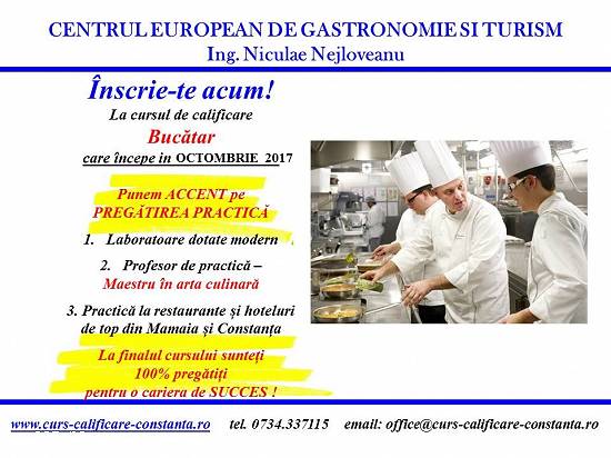 CURSURI CALIFICARE BUCATAR SI COFETAR - PATISER  ACREDITATE