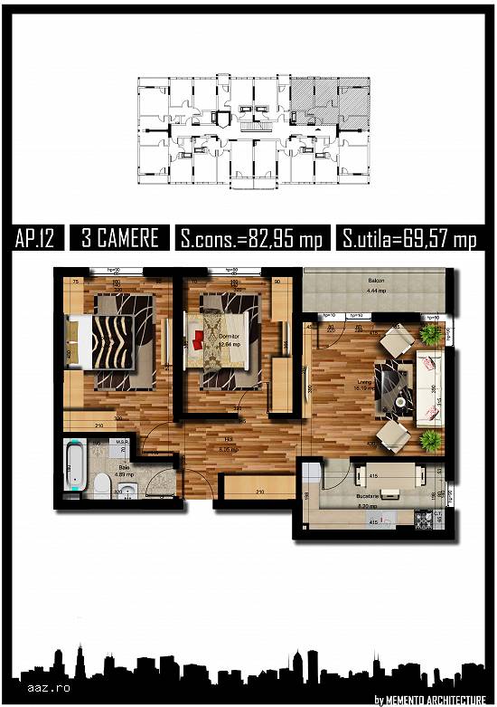 Apartament 3 camere,   decomandat,   70mp,   Auchan Militari