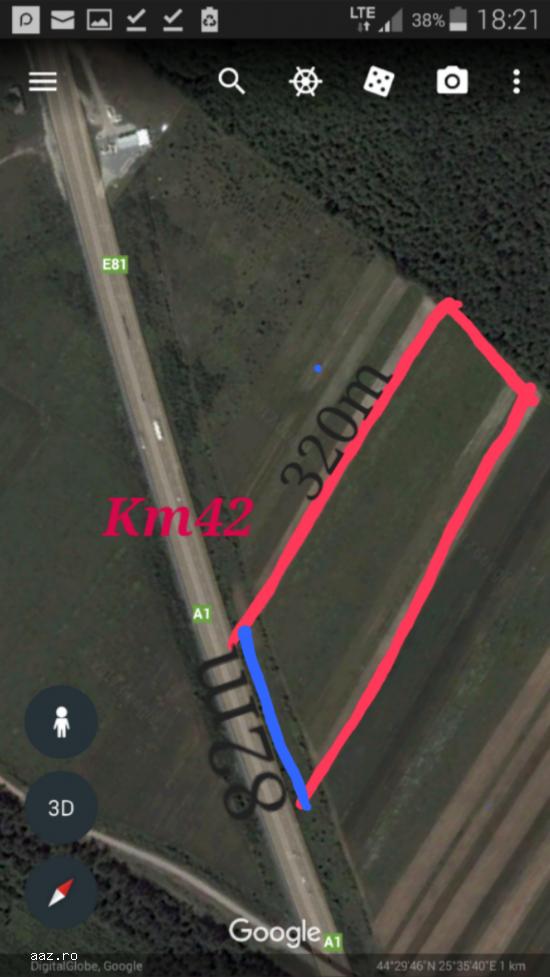 teren de vanzare autosttrada Bucuresti pitesti km 42