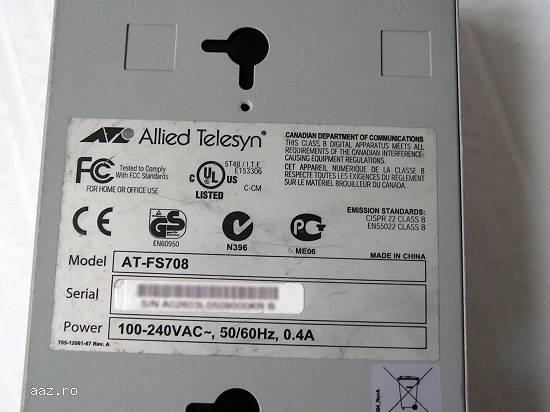 Switch Allied Telesyn AT-FS708 8 porturi 10-100Mb