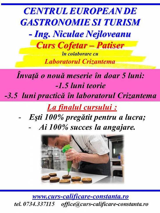CURSURI CALIFICARE BUCATAR SI COFETAR - PATISER  ACREDITATE
