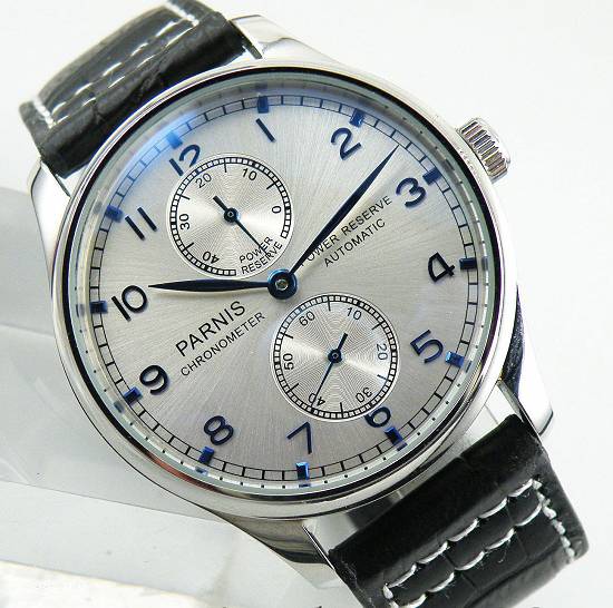 Ceas de mana Parnis Portuguese Power Reserve Automatic 43 mm + curea 2 calitativa