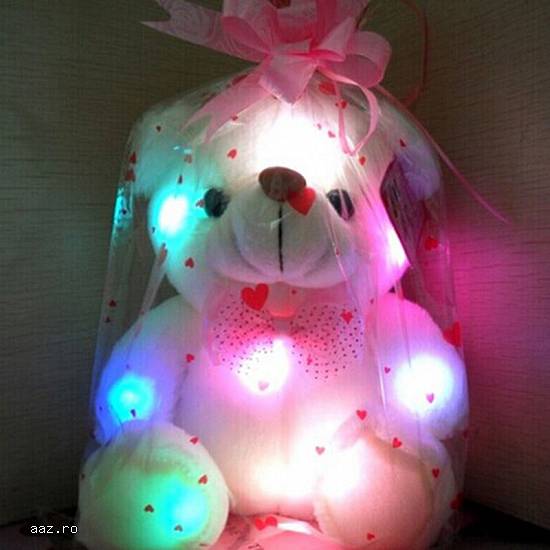 Ursulet de plus cu Lumini si buton de "I Love You"
