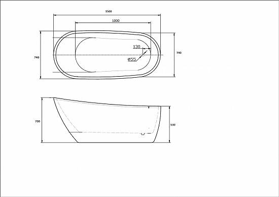 cada baie ovala compozit 150 cm
