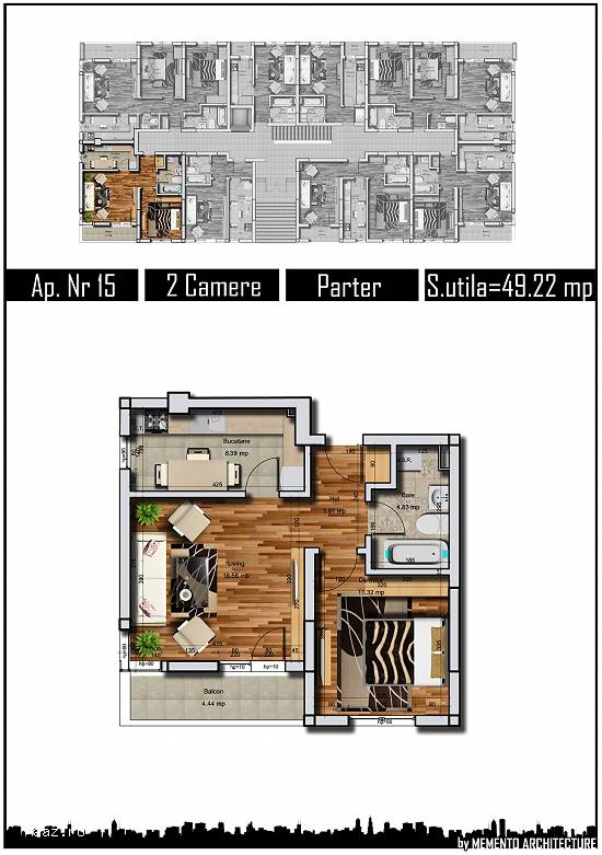 Apartament 2 camere,   49mp,   Parter Militari Penny,   Rosu