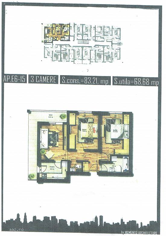Oferta Apartament 3 camere,   69mp,   Militari Auchan,   Rosu