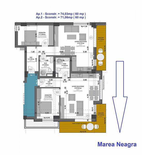 Mamaia Nord,   vindem apartamente 2 camere,   cu vedere la mare
