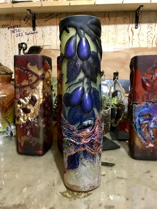 Galle ,   cu depunere metalica,   atelier sticla