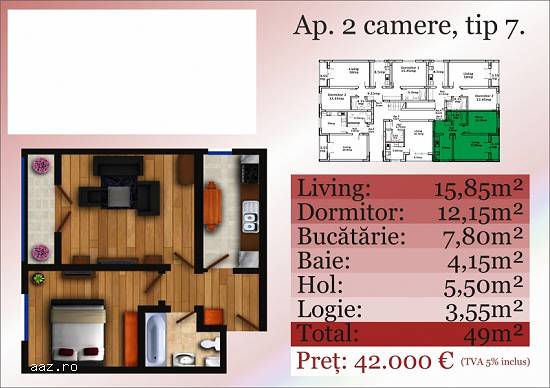Apartament 2cam -La Cheie - Bloc Nou - Zona Lidl Uverturii