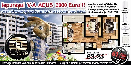 Oferta de Paste Apartament 3 camere 70 mp