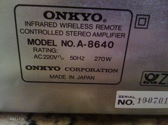 Vand amplificator ONKYO A-8640,      made in JAPAN