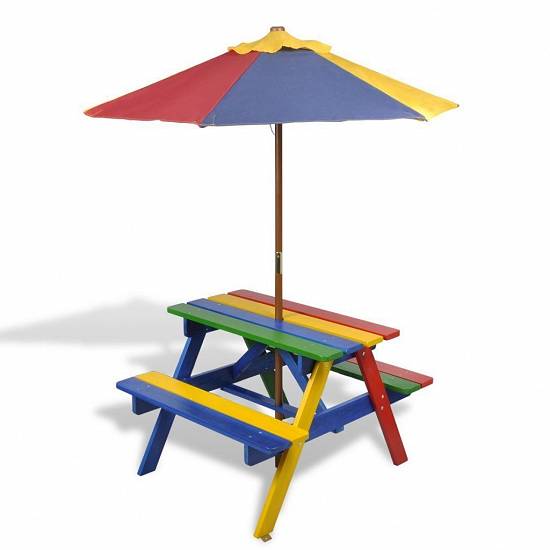 Masuta de picnic pentru copii cu umbrela si bancuta ,   VIVO