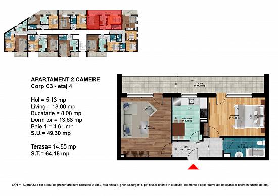Apartament 2 camere 64.15 mp Dimitrie Leonida