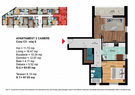 Apartament 2 camere 67.03 mp Dimitrie Leonida