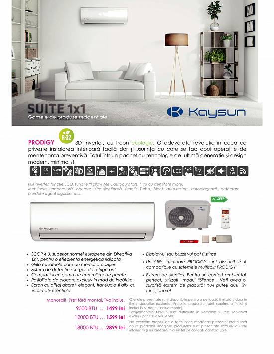 Oferta aparat aer conditionat KAYSUN-Prodigy 9000 BTU,   2 ani garantie