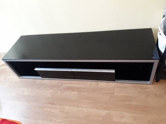 Comoda tv mobexpert din sticla securit si metal