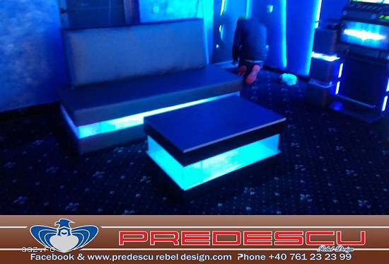 Set Masa Canapea Club cu lumini Led RGB Model CASI by Predescu Rebel Design Club Disco