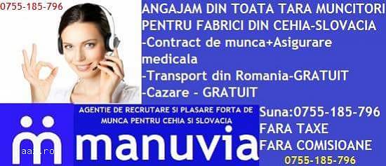 ANGAJAM MUNCITORI STRAINATATE fara taxe transport cazare gratuit