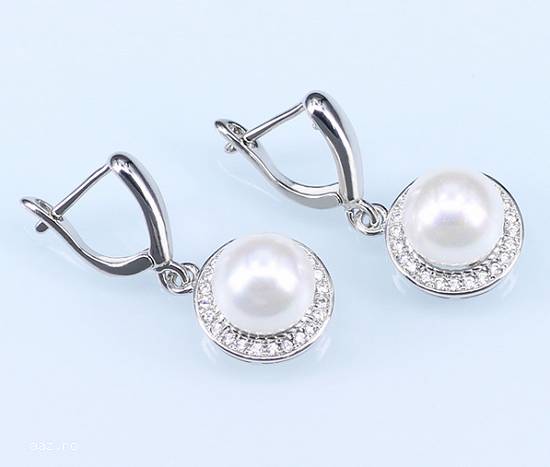 Set bijuterie din argint 925 cu perle de culoare alba