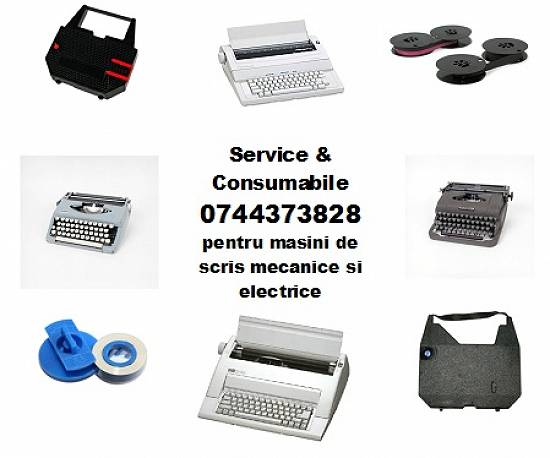Service si consumabile pentru masini de scris mecanice si electrice.