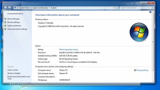 Laptop hp intel core i7