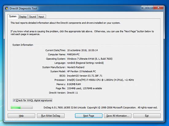 Laptop hp intel core i7