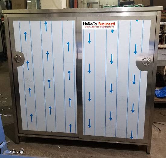 Dulap inox vertical cu 2 usi culisante si 2 polite