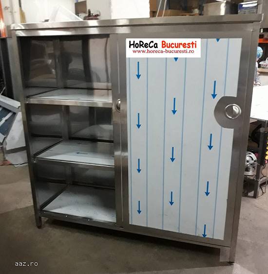 Dulap inox vertical cu 2 usi culisante si 2 polite