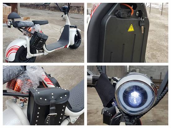 Scuter electric,  Harley 1000W 60V cu 2 locuri + Accesorii