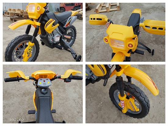 Motocicleta electrica pentru copii Enduro 30W 6V cu roti ajutatoare