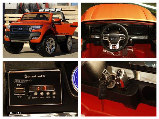 Masinuta electrica pentru 2 copii Ford Ranger 4x4 ,    4x 35W,    12V / 10Ah cu Bluetooth